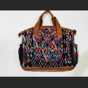 NENA & Co hand crafted embroidery Leather Convertible Day Bag Backpack